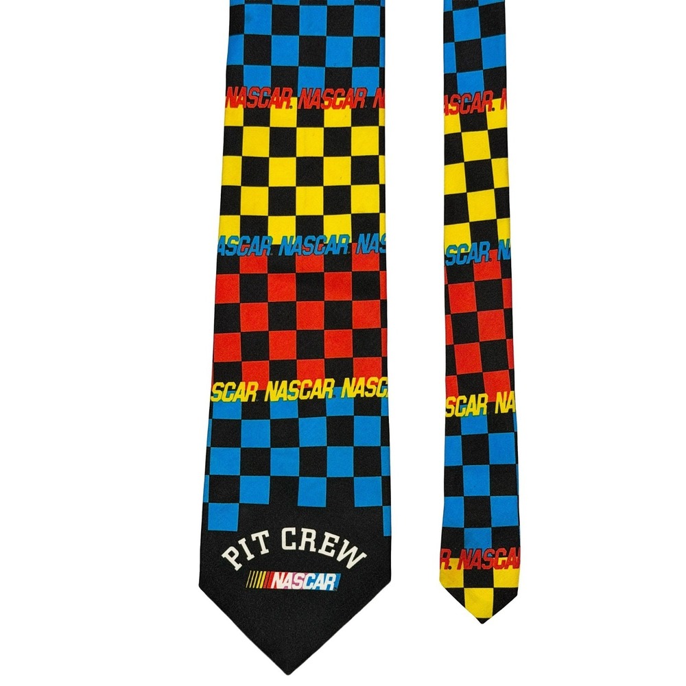 Nascar Pit Crew Necktie Ties Checkered Flag Pattern Race Car Fans Dadcore - Picture 1 of 4